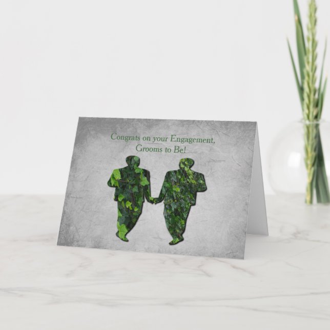 Green Men Ivy & Silver Gay Handfastings Segnungen Karte (Vorderseite)