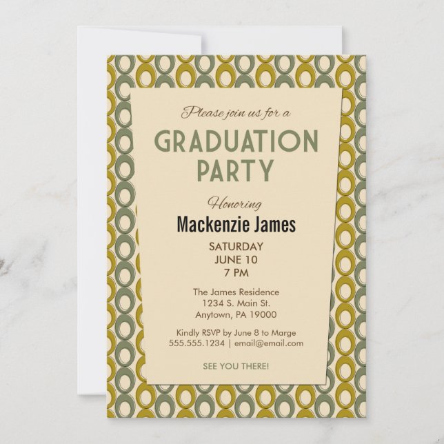 Green Mens Graduation Invitation Retro Vintage (Devant)