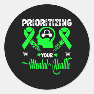 Green Mental Health Awareness Stigma Monat Runder Aufkleber