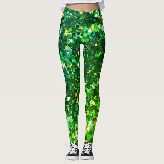 Green Mermaid Scale Holo Glitzer Leggings Glitz! (Vorderseite)