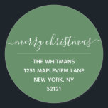 Green Merry Christmas Return Address Label Runder Aufkleber<br><div class="desc">Green Merdoch Christmas Round Retourenadresse Label - Matching Items verfügbar</div>