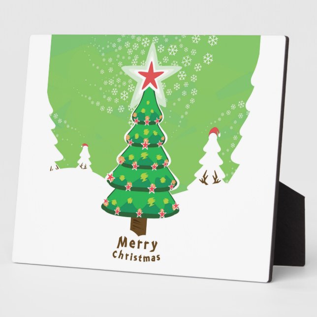 Green Merry Christmas Tree Fotoplatte (Seite)