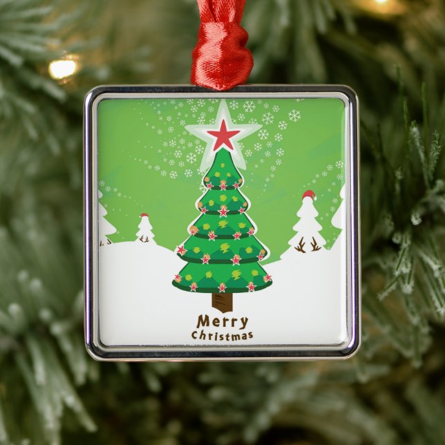 Green Merry Christmas Tree Ornament Aus Metall (Baum)