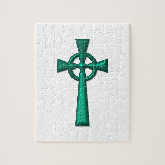 Green Metallic Celtic Cross (Vertikal)