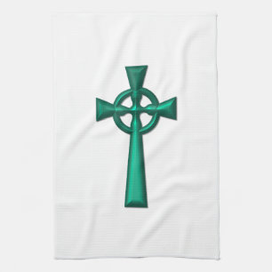 Green Metallic Celtic Cross Geschirrtuch