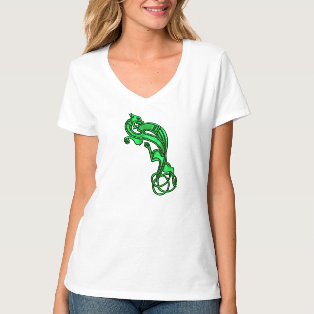 Green Metallic Celtic Dog Tshirt (Vorderseite)