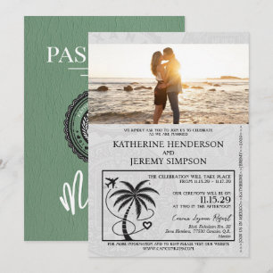 Green Mexico Passport Hochzeit Einladung
