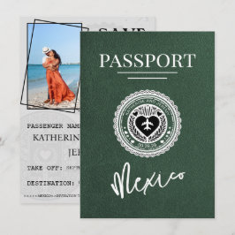 Green Mexico Passport Save the Date