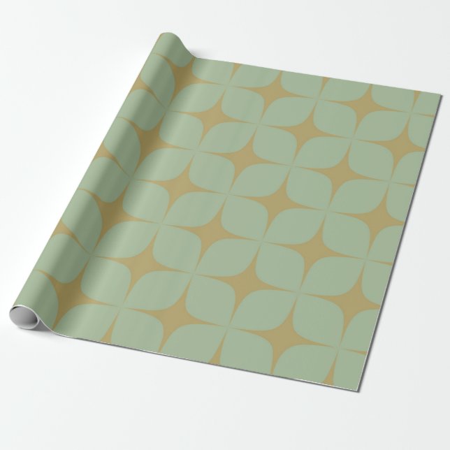 Green Mid Century Modern Elegant Geometric Boho G Geschenkpapier (Ungerollt)