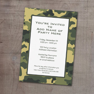Green Military Camouflage Party Einladung