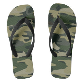 Green Military Camouflage Pattern Flip Flops