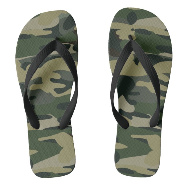 Green Military Camouflage Pattern Flip Flops (Fußbett)
