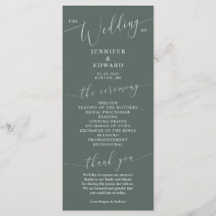 Green Minimal Mariage Ceremony Programme