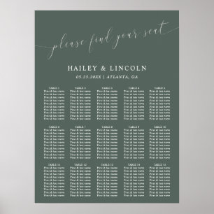 Green Minimal Wedding Seating Chart Poster