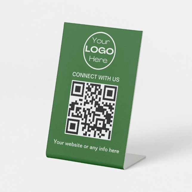 Green Minimalistic Business Logo und QR Code Sockelschild (Vorderseite)