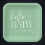Green Minimalistisch Hello Baby Babydusche Pappteller<br><div class="desc">Dies sind Green Minimal Minimalistisch Hello Baby Duwer Paper Teller!</div>
