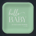 Green Minimalistisch Hello Baby Babydusche Pappteller<br><div class="desc">Dies sind Green Minimal Minimalistisch Hello Baby Duwer Paper Teller!</div>