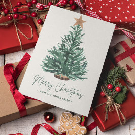 Green Minimalistisch Vintage Weihnachtsbaum Feiertagskarte