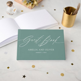 Green Minimalistisch Wedding Guest Book Gästebuch