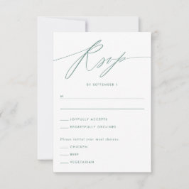 Green Minimalistische Script Response Card RSVP Karte