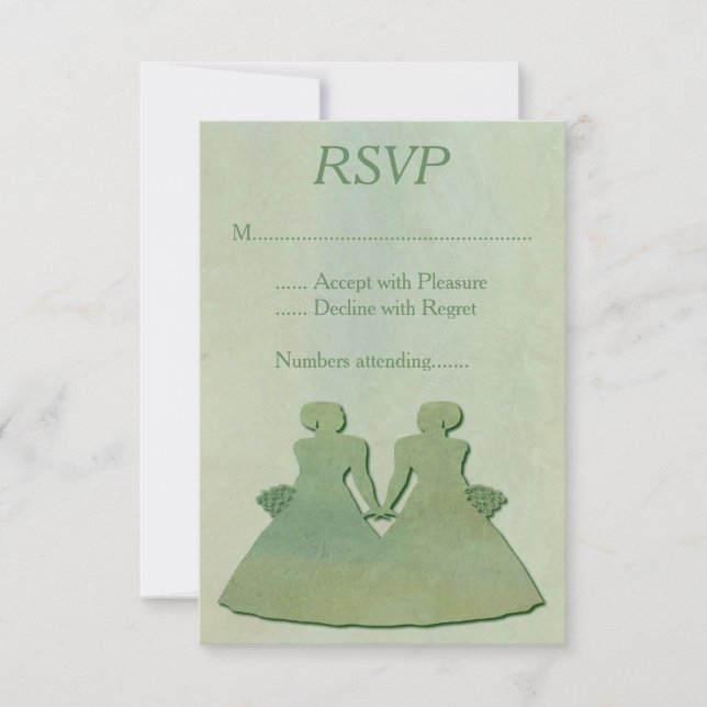Green Mint Rustic Lesbian Wedding RSVP (Vorderseite)