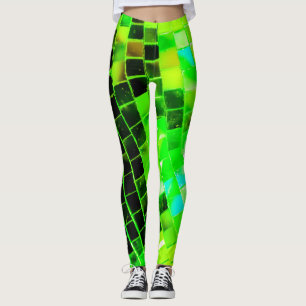 Green Mirroc Disco Ball Leggings