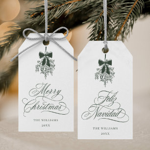 Green Mistletoe Frohe Weihnachten Feliz Navidad Geschenkanhänger