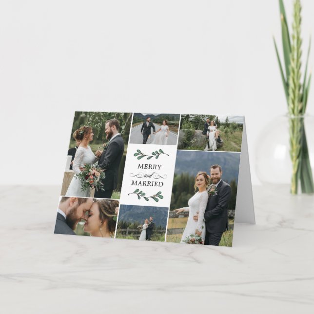 Green Mistletoe Merry Married Christmas Thank You Dankeskarte (Vorderseite)