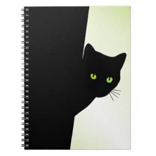 Green Mit Augen Black Cat Notizblock