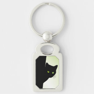 Green Mit Augen Black Cat Schlüsselanhänger
