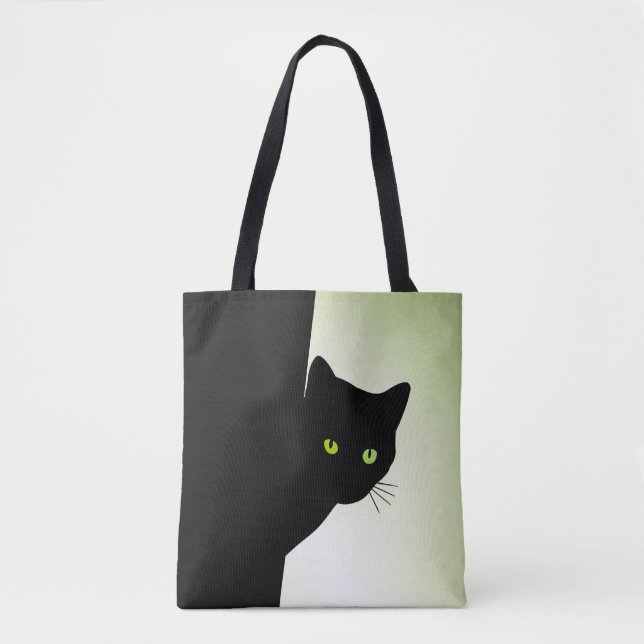 Green Mit Augen Black Cat Tasche (Vorderseite)