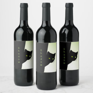 Green Mit Augen Black Cat Weinetikett