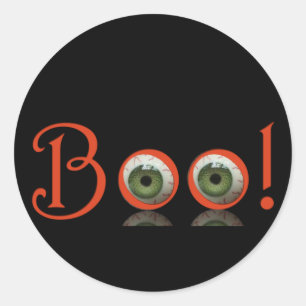 Green Mit Augen Boo! Halloween Runder Aufkleber