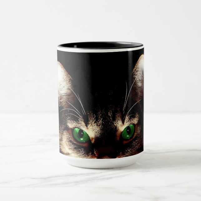 Green Mit Augen Cat Coffee Tasse (Zentrum)