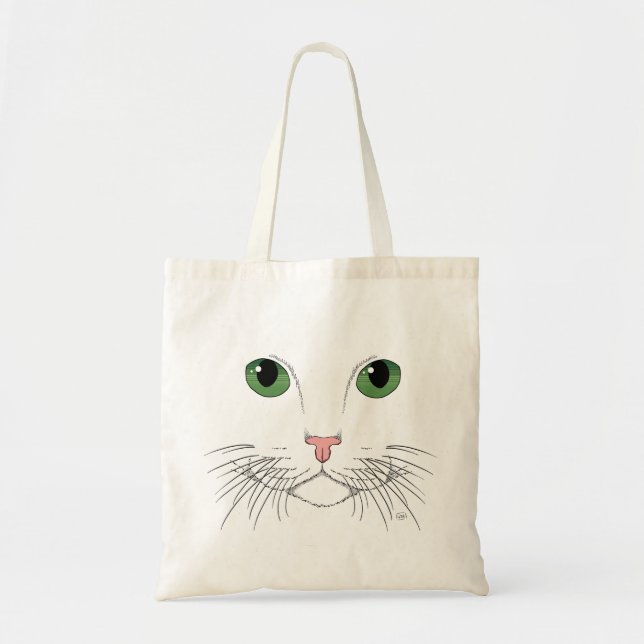 Green Mit Augen Cat Tote Bag Tragetasche (Vorne)