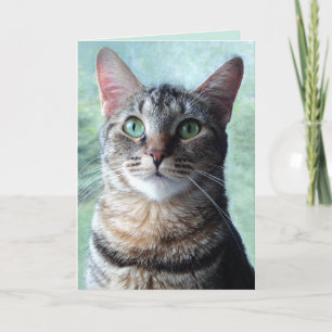 Green-Mit Augen Tabby-Blank-Grußkarte Karte