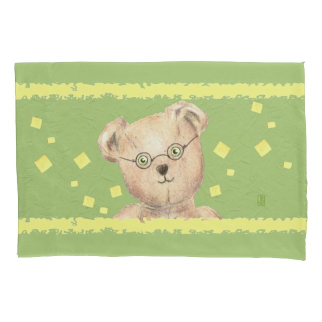 Green-mit Augen Teddy-Bears-Standardkissengehäuse Kissenbezug (Vorderseite)