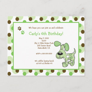 GREEN MOD POPPY Boy ou Girl Birthday Invitations