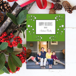 Green Modern Berry Holiday Foto Card Einladung