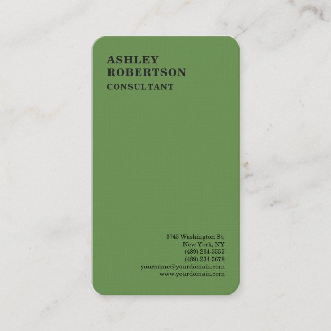 Green Modern Beruflich Stylischer Trend Minimalist Visitenkarte (Vorderseite)