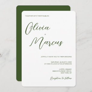 Green Modern Chic Script Wedding Entourage Einladung