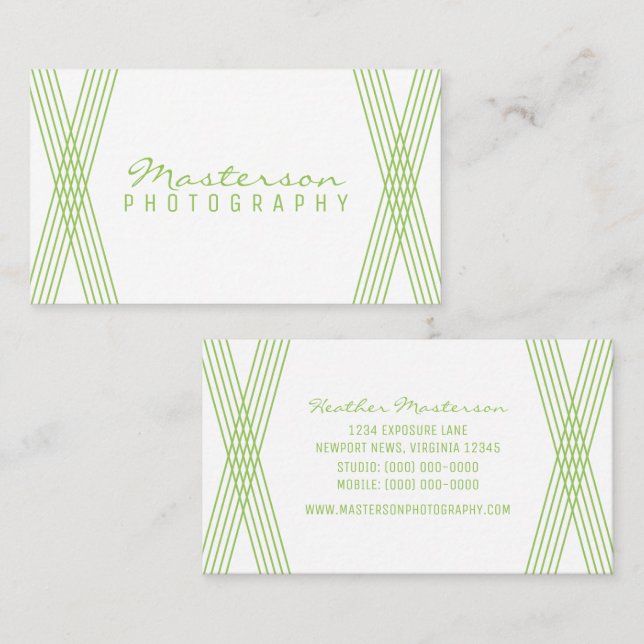 Green Modern Deko Business Card Visitenkarte (Vorne/Hinten)