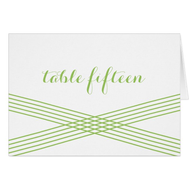 Green Modern Deko Tischnummer Card (Vorderseite (Horizontal))