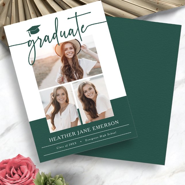Green Modern Foto Abschluss Ankündigung (Green Modern Photo Graduation Announcement by Painted Paperie
)