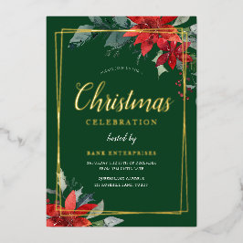 Green Modern Geometric Christmas Party Gold Folieneinladung