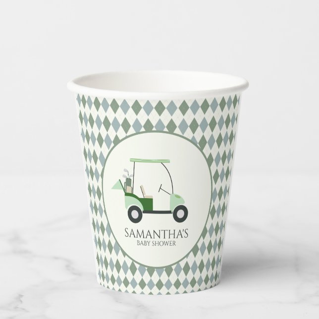Green Modern Golf Baby Gender Reveal Par-T Pappbecher (Vorderseite)