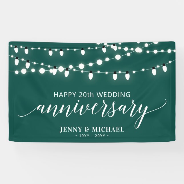 Green Modern Happy Banner zum 20. Hochzeitstag (Horizontal)