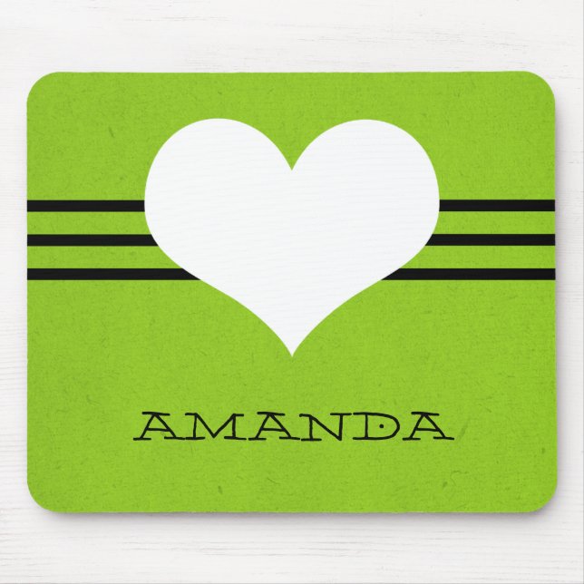 Green Modern Heart Mousepad (Vorne)