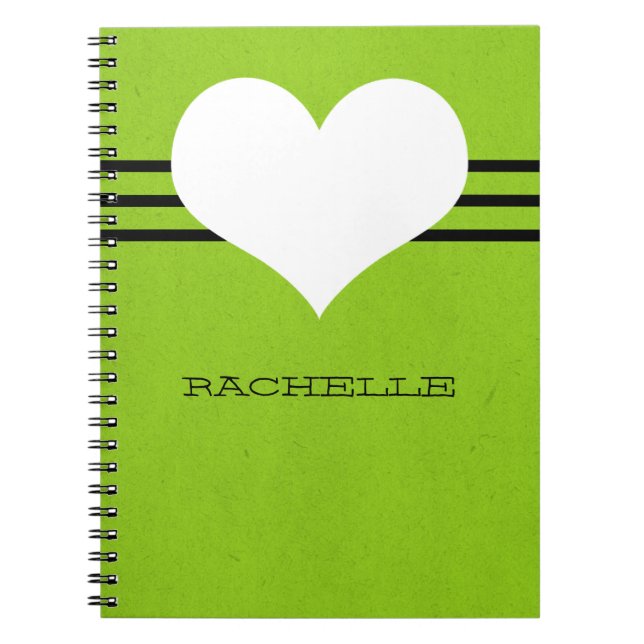Green Modern Heart Notebook Notizblock (Vorderseite)