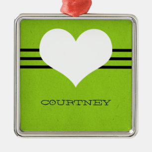 Green Modern Heart Ornament Aus Metall